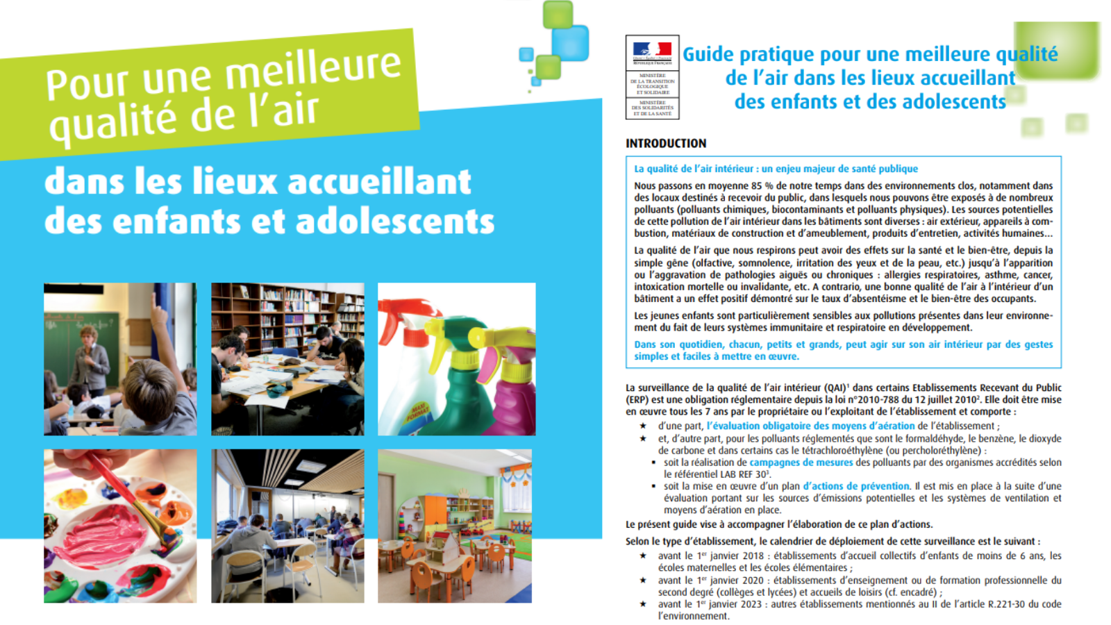 Pour une meilleure qualité de l'air dans les lieux accueillant des enfants et adolescents